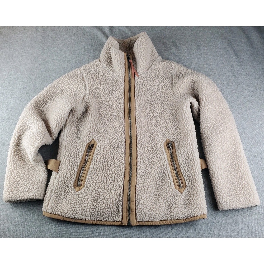 Patagonia Womans Divided Sky Jacket Small Oatmeal Sherpa Fleece Full Zip Lined